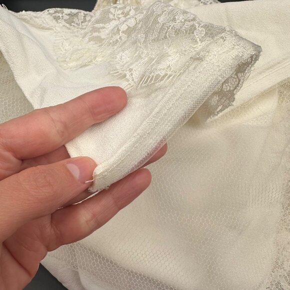 Vintage Wedding Dress Short 1960s Aldens Union Made White Lace Detachable Train - Picture 8 of 13